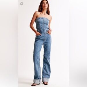 Abercrombie Strapless Denim Jumpsuit